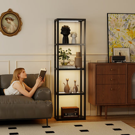 RGB Floor Lamp with Glass Shelves, LED, Remote, Music Sync