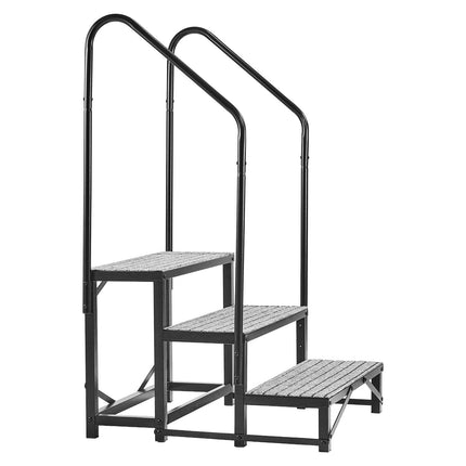 RV Steps, 3-Step Dual Handrails, 660 lb Non-Slip
