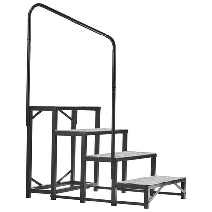 RV Steps With Handrail, 4-Step, 660 lb, Non-Slip