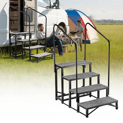 RV Steps with Dual Handrails, 4-Step, 660 lb Capacity