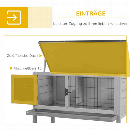 Outdoor winterproof rabbit cage, spruce, hinged roof