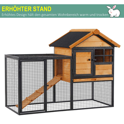 Outdoor raised rabbit cage, lockable door, wood-metal, 122 cm