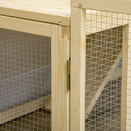 Outdoor wooden rabbit hutch with ramp - 151.5x106x97cm