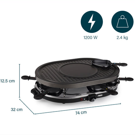 Raclette gril 8 oválný Party 162700 43X30cm grilovací deska
