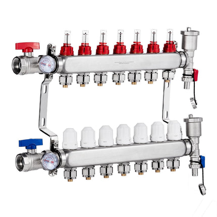 Radiant Floor Heating Manifold, 7-Loop, 1/2 in PEX