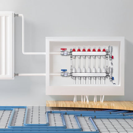 Radiant Floor Heating Manifold, 7-Loop, 1/2 in PEX