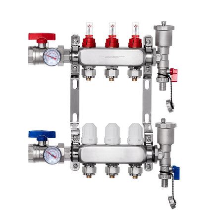 Radiant Heat Manifold, 3-Branch, 1/2 in PEX Adapters