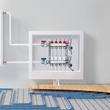 Radiant Heat Manifold, 4-Branch 1/2 In PEX, Stainless