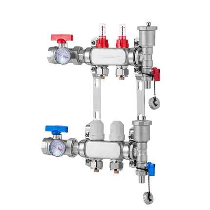 Radiant Heat PEX Manifold, 2-Branch, 1/2 in Adapters
