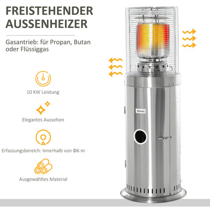 Brilliant 10KW terasový ohřívač, nerezová ocel, přenosný
