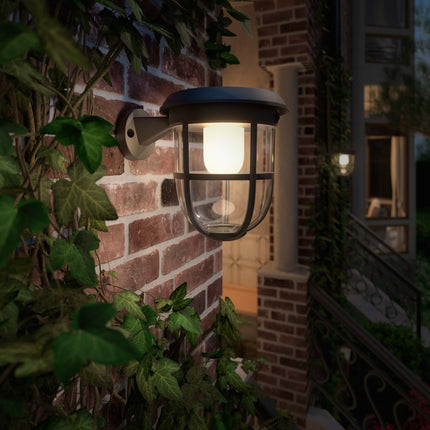 Radii nástěnná lampa solární ultra účinná LED 250lm černá