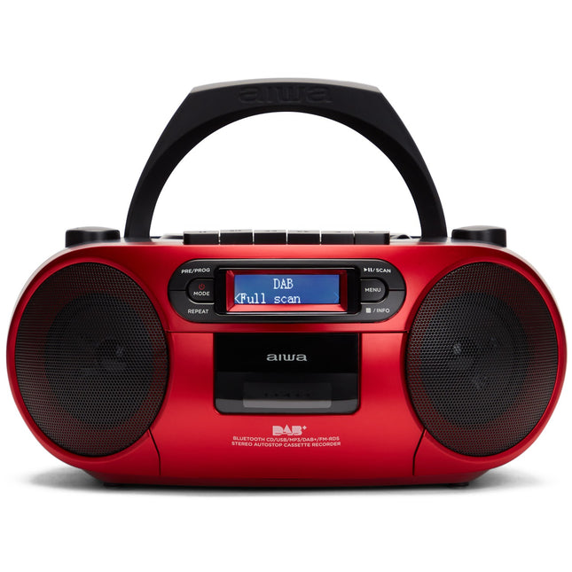 Rádio s CD přehrávačem, kazetou a Bluetooth, červená