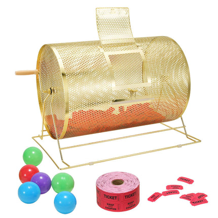Raffle Drum Spinner, Brass-Plated, Holds 10,000 Tickets