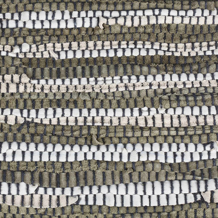 Rag rug leather & cotton striped