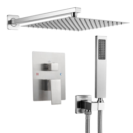 Rain Shower Faucet Set, 10-Inch Square Head, Handheld