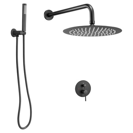Rain Shower Faucet Set, 8-Inch Head, Handheld, Matte Black