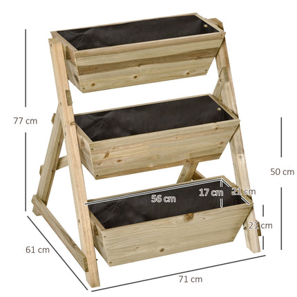 Flower line in wood - 3-story plant stand