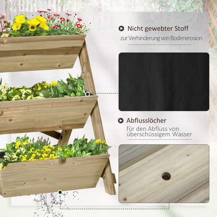 Flower line in wood - 3-story plant stand