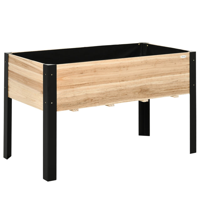 Large garden bed in wood and steel, 120x60x74 cm, natural