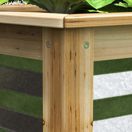 Vyvýšený kovový záhon s dřevěným rámem, 45x45x30 cm