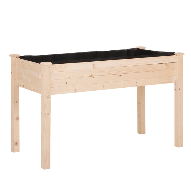 Vyvýšený záhon-truhlík, dřevo a textilie, 122.5x56.5x76 cm