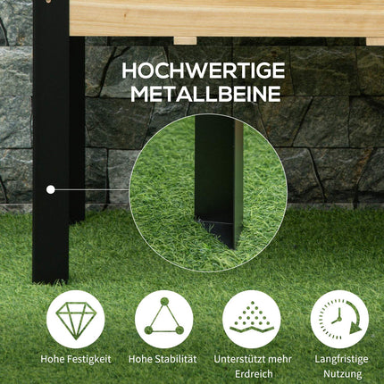 Solid wood Raised bed pot with steel frame, 80x60x74 cm