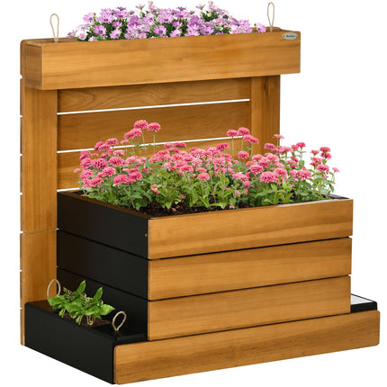 Vyvýšený záhon se samozavlažovacími boxy, dřevo, hnědá