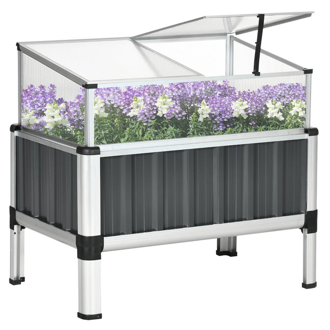 Raised bed Greenhouse, Dark gray Steel, 80x50x74 cm