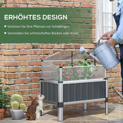 Raised bed Greenhouse, Dark gray Steel, 80x50x74 cm