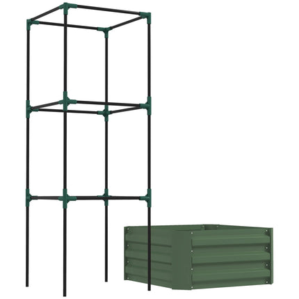 Raised bed in galvanized steel with trellis - Green garden pot