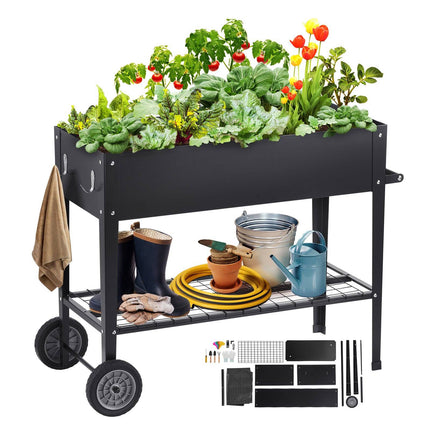 Raised Garden Bed 42.5x19.5x31.5 in, Metal, Black