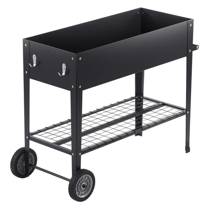 Raised Garden Bed 42.5x19.5x31.5 in, Metal, Black