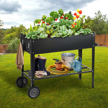 Raised Garden Bed 42.5x19.5x31.5 in, Metal, Black