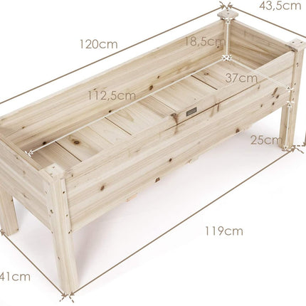 Vyvýšený záhon, cedrové dřevo, 120x43.5x51 cm, 5 odvodňovacích otvorů