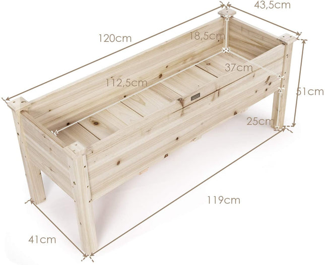 Vyvýšený záhon, cedrové dřevo, 120x43.5x51 cm, 5 odvodňovacích otvorů
