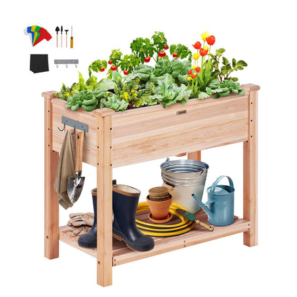 Raised Garden Bed, Fir Wood Planter With Legs 33.9x18.1