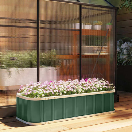Raised Garden Bed, Galvanized Steel, Light Green, 136x52x31 cm