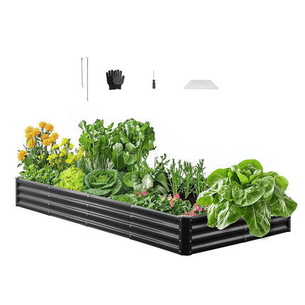 Raised Garden Bed, Metal, 8 x 4 x 1 Ft, Open Bottom