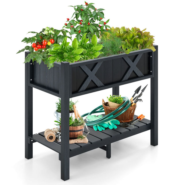 Raised Garden Bed Planter Box, HIPS Polywood, Black