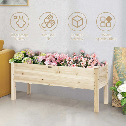 Raised Garden Bed Planter Box Stand, Fir Wood, 120 cm