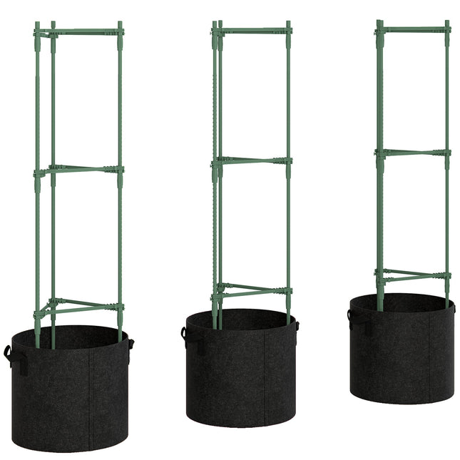 Verhoogde tuinbeddenset met klimrek, 3-delig, 83,7 liter, 35x35x120 cm