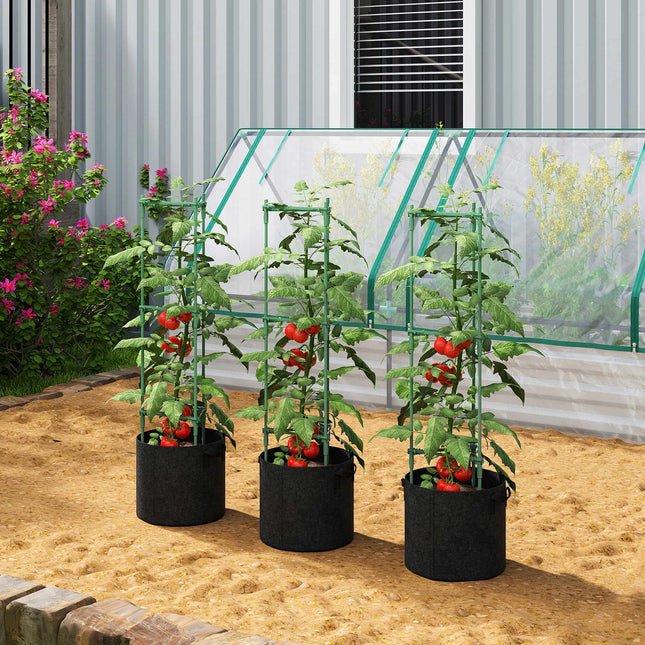 Verhoogde tuinbeddenset met klimrek, 3-delig, 83,7 liter, 35x35x120 cm