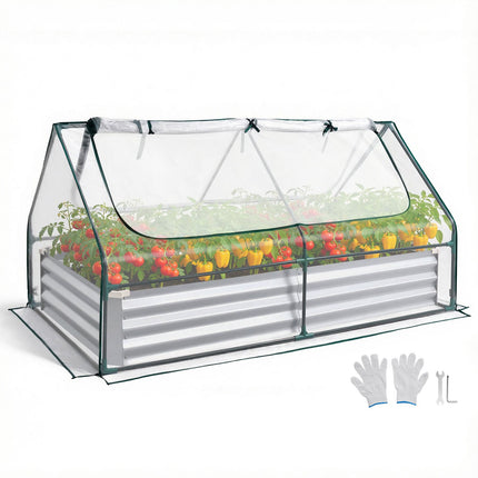 Raised Garden Bed With Greenhouse Cover, 1800x900x300mm