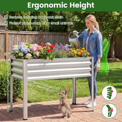 Raised Garden Bed With Legs, Metal Planter 44x22x32