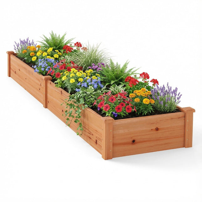 Verhoogd tuinbed, hout, 240x60x25 cm, open bodem