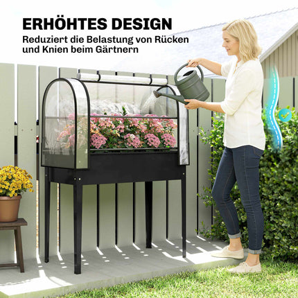 Raised Garden Bed with Clear Cover, Metal, 100x49x136 cm
