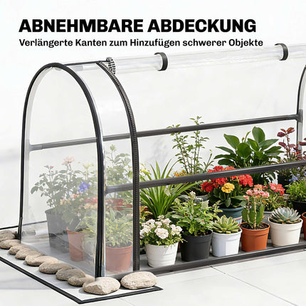 Raised Garden Bed with Clear Cover, Metal, 100x49x136 cm