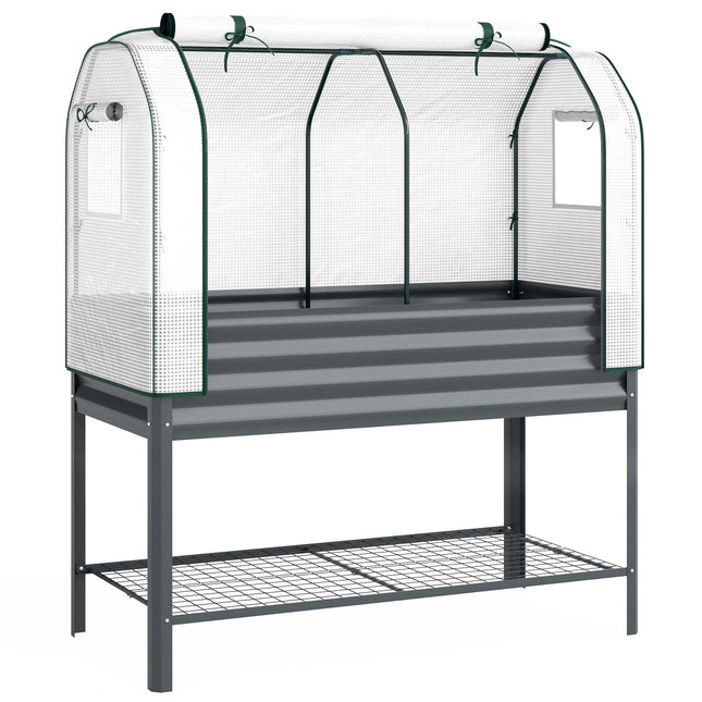 Raised Garden Bed with PE Greenhouse Cover, 120x55x140 cm