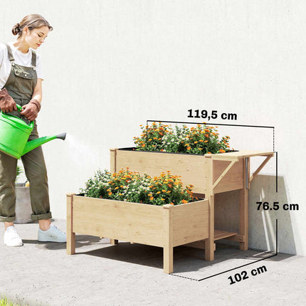 Vyvýšený záhon s policemi, 76.5 cm, jedlové dřevo