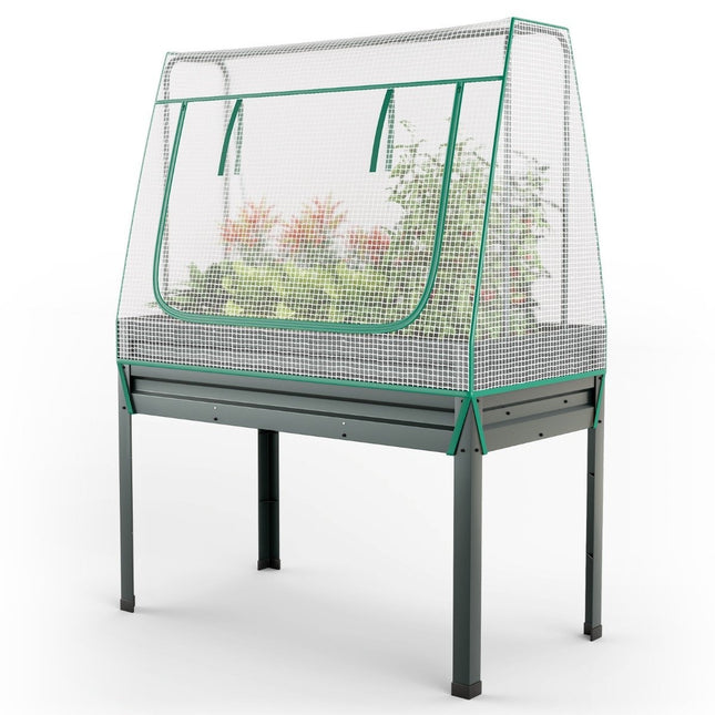 Verhoogd tuinbed met trellis en kasafdekking, 115x60x150 cm